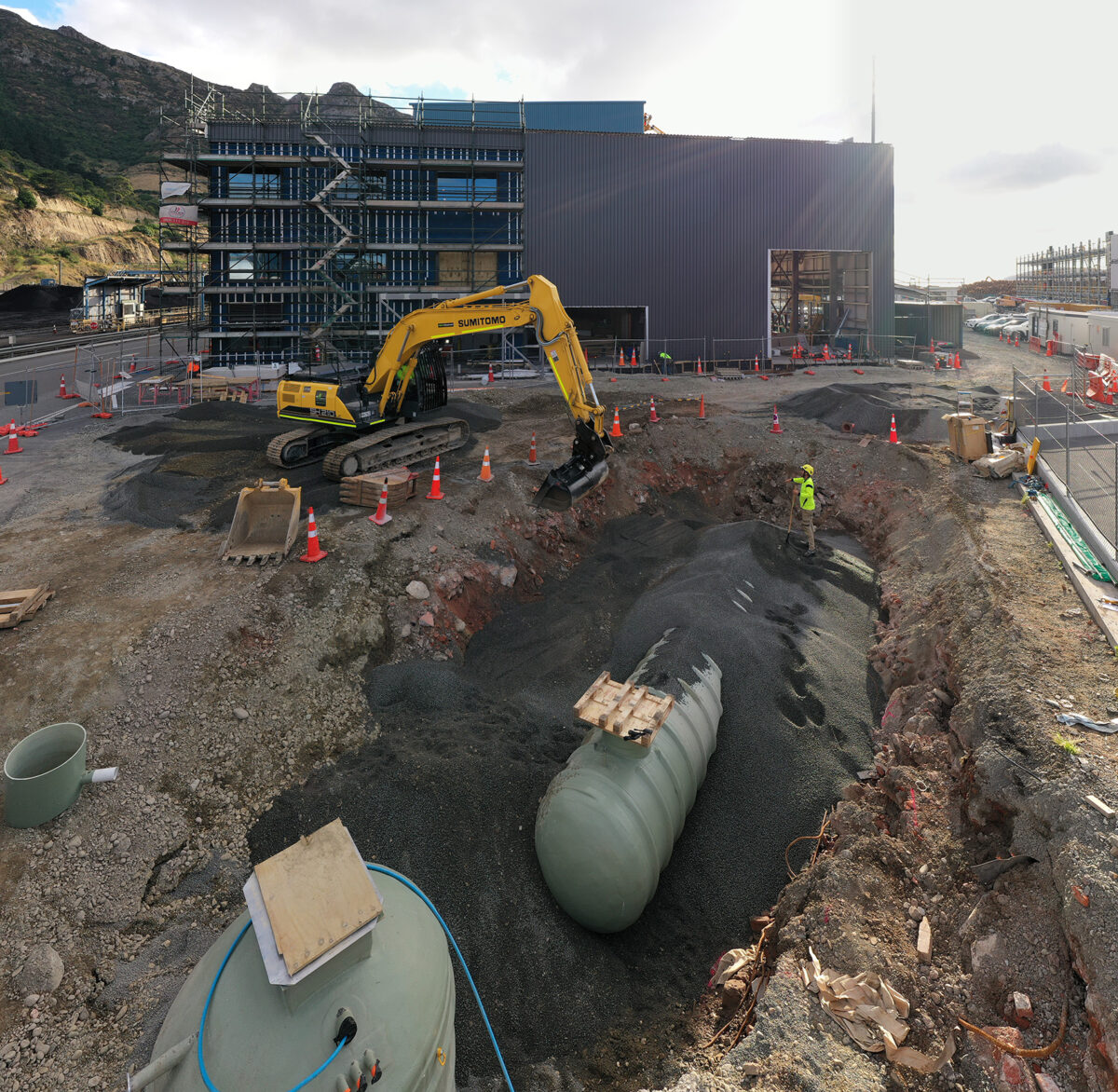 Aquatec Fibreglass pump station and storage vessel installation – Lyttelton Harbour / Whakaraupō, New Zealand