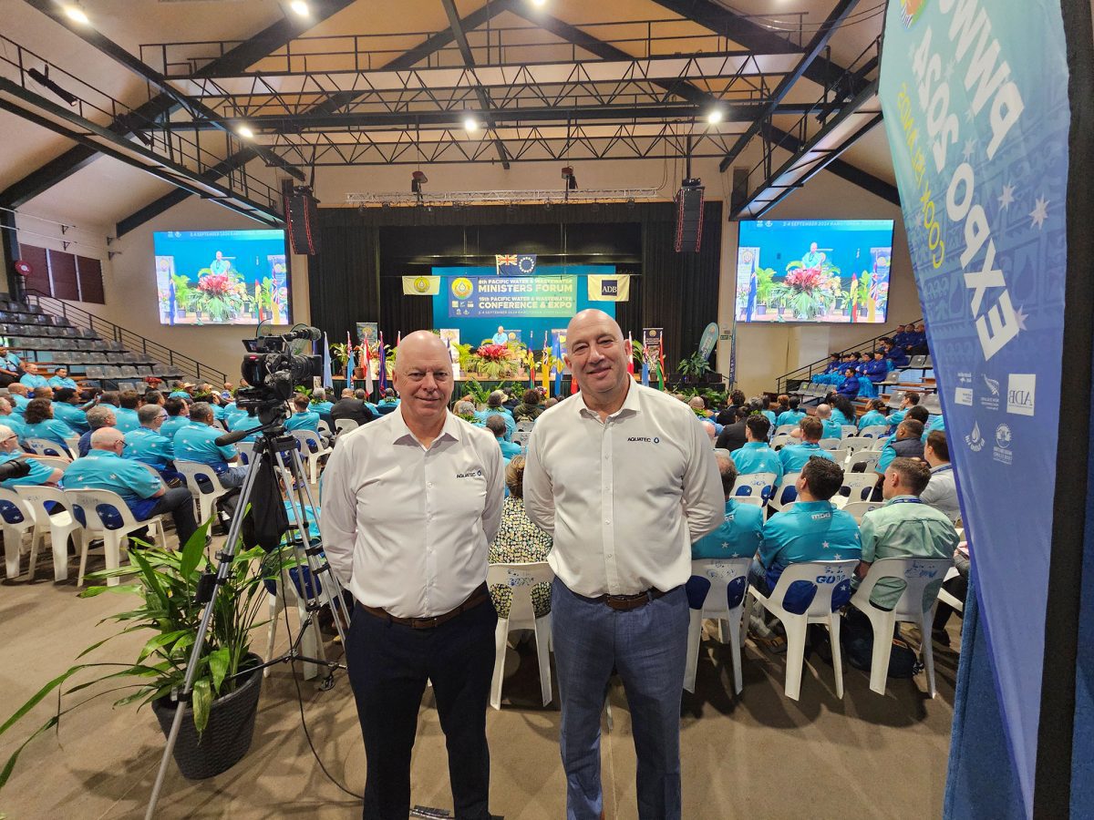 Ivan Reolon and Darren Emes attend the 15th Pacific Water and Wastewater Conference